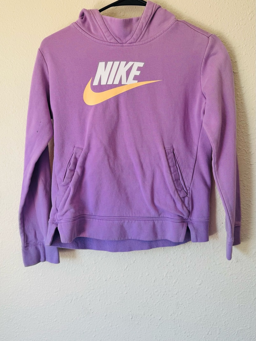Nike Lavender Crewneck Hoodie with Yellow Swoosh